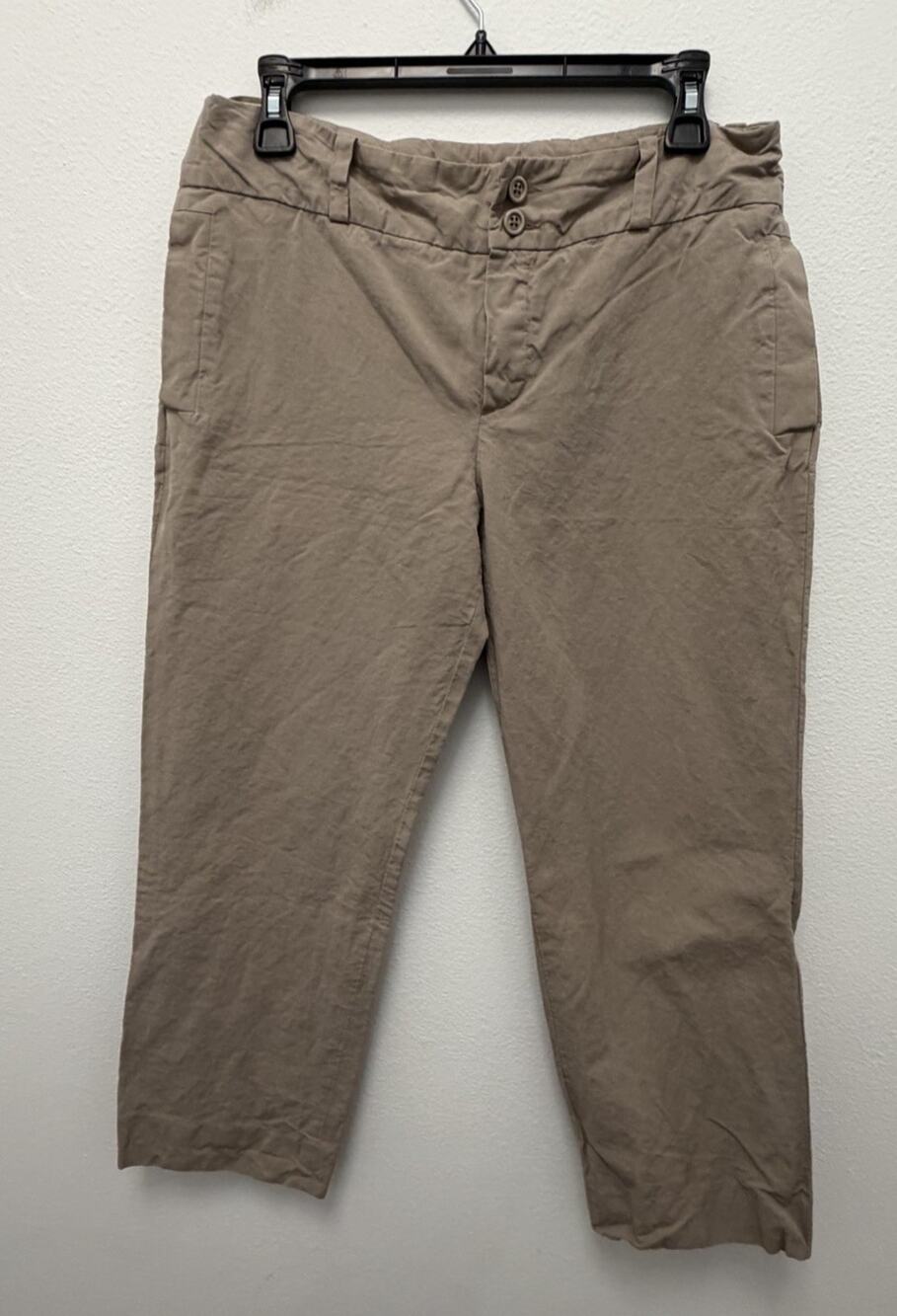 Chloé Cropped Linen Blend Pants Women’s FR 40 Taupe Made in France